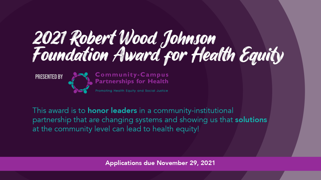 2021 RWJF-CCPH Award for Health Equity | CCPH